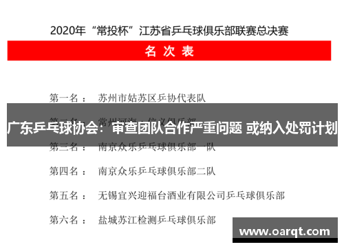 广东乒乓球协会：审查团队合作严重问题 或纳入处罚计划